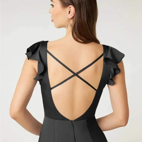 Azazie Vero Black Maxi Dress 16 NWT - Picture 7 of 7